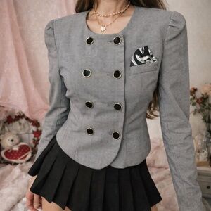 Vintage First Editions Blazer 4P Made in USA Double Breasted Gold Button Jacket